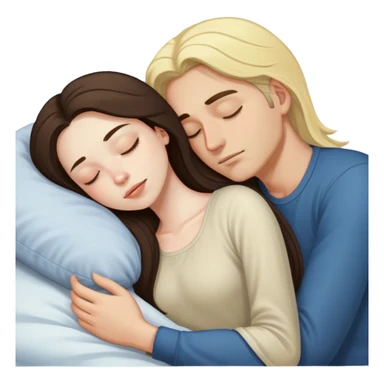 girl with long dark brown hair and pale skin sleeping with a man who is blonde sticker
