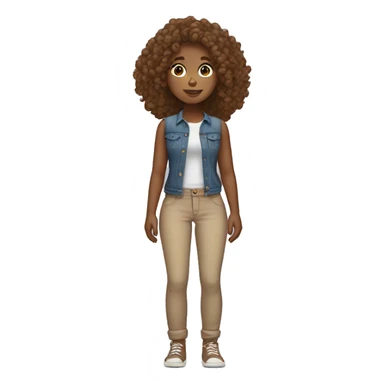 tan Girl with curly brown hair standing full body sticker