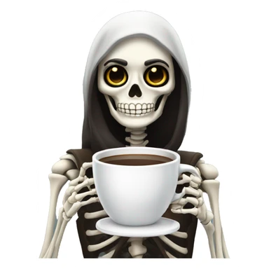 brunette skeleton holding coffee sticker