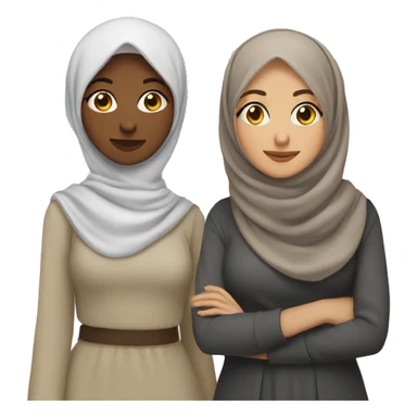 Non hijabi with her hijabi friend    sticker