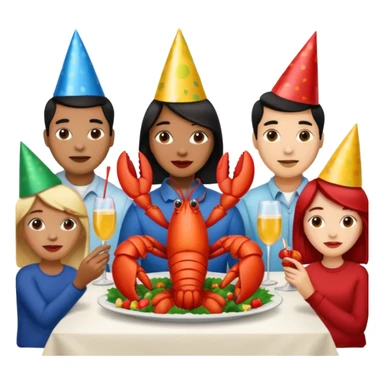 200 people eating lobster at a family party sticker