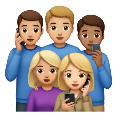 young group and all on the phone sticker