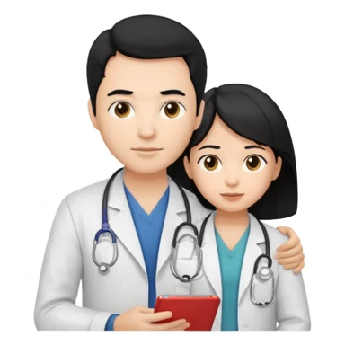 doctor black hair with a kid with casual clothes sticker