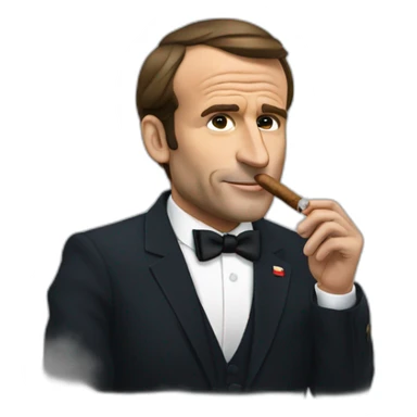 macron french president smoking a cigar sticker