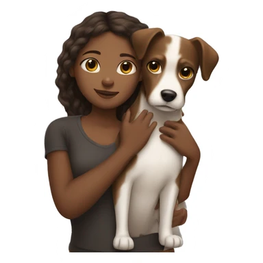 Black girl and brown and white dog hugging  sticker