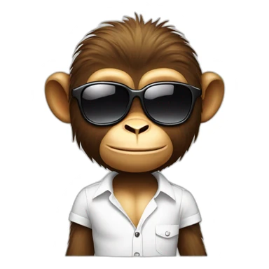 Little Monkey with sunglass and white shirt  sticker