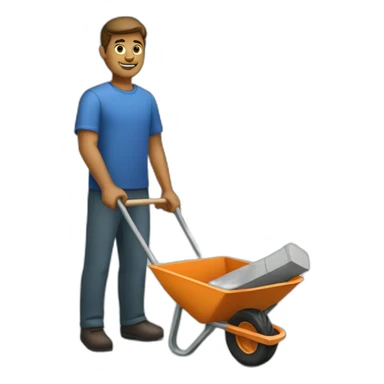 Man with a wheelbarrow and bricks sticker