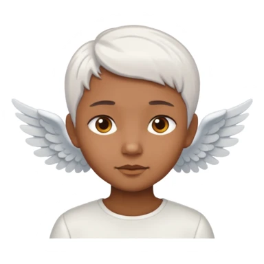 angel with brown skin, short white hair sticker