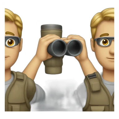 a man holding and looking through binoculars sticker