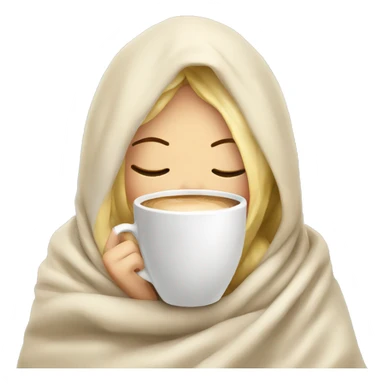 girl inside a blanket sipping coffee eyes closed blonde sticker