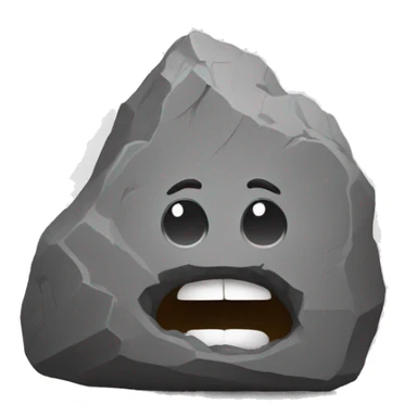 rock with etes and mouth sticker