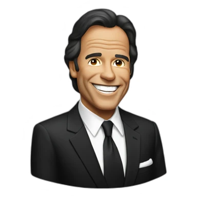 Julio Iglesias smiling wearing a black suit sticker