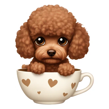 Brown Teacup poodle in a teacup sticker