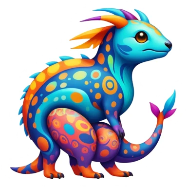 colorful vibrant Fakémon-creature with random markings sticker