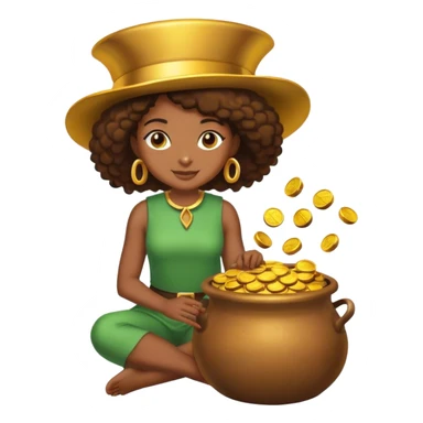 black woman sitting on a pot of gold sticker