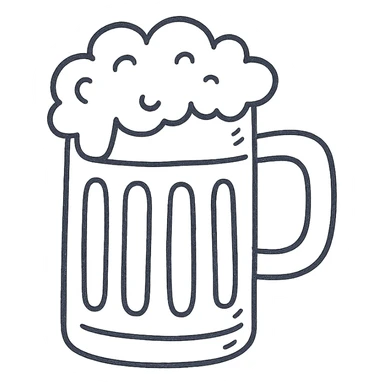 beer mug, sketchy and playful hand drawn icon style sticker