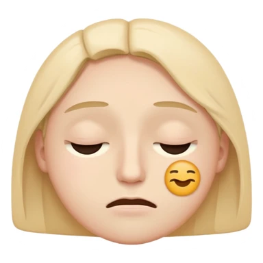 minimal flat emoji of a fatigued face,
half-closed eyes,
slightly uneven eyelids,
low-energy expression,
cool pastel muted tones,
modern mental health app style,
transparent background,
vector illustration sticker