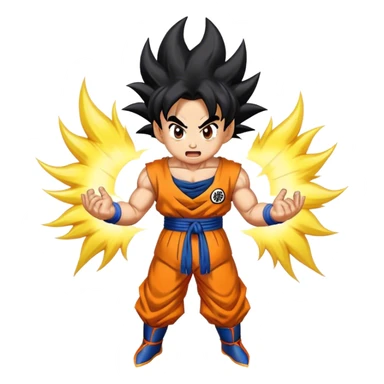 A Goku Emoji Going Super Saiyan with an aura around him sticker