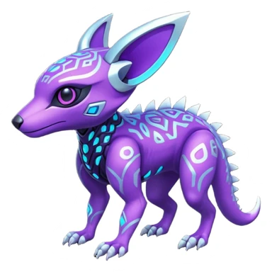 Tropical futuristic lush neon purple Fionbri-Vernid-Trico-Protogen-Primagen-creature (full body) sticker
