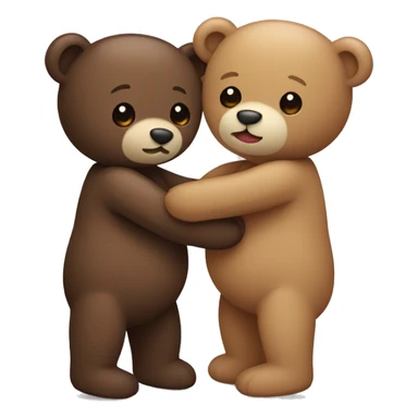 Two teddy bears, one is dark brown, the other is light brown, hugging each other  sticker