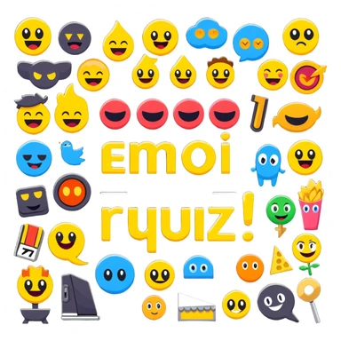 An animated sticker-style title for "The Emoji Movie Quiz" with popular emoji characters and quiz elements sticker