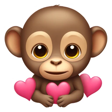 a baby monkey with hearts sticker