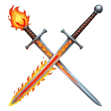 sword on fire crossed sticker