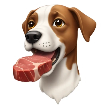 A dog eating a steak  sticker