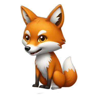 a fox with a computer and a pencil sticker