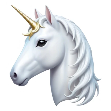Cinematic Noble White Unicorn Portrait Emoji, Poised and regal, with a slender, ethereal form draped in a pristine white color, a flowing mane and tail, and a glistening, spiraled horn that radiates pure light, Simplified yet sharp and sophisticated features, highly detailed, glowing with a soft, iridescent luminescence, high shine, intelligent and transcendent, stylized with an air of mythical enchantment, focused and serene, soft glowing outline, capturing the essence of a watchful and confident white unicorn that appears ready to prance out of the screen with magical grace! sticker