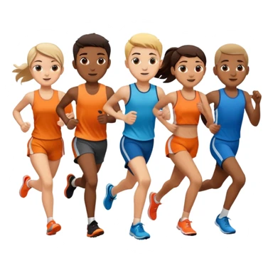 runners running (girls and boys) sticker