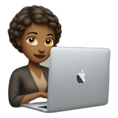 woman with macbook sticker