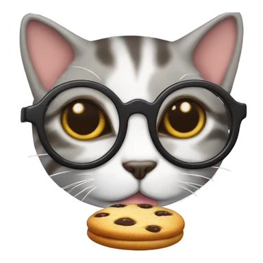 gato con una galleta y lentes sticker