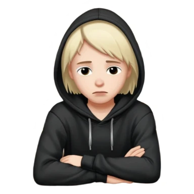 Caucasian in black hoodie sitting sad at bar leaning on arm sticker