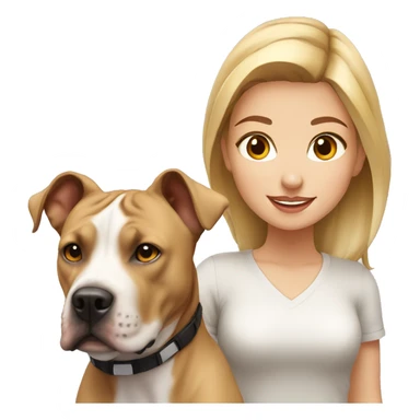 Blonde girl with light brown american staffordshire terrier sticker