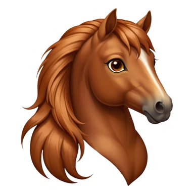 Cinematic Elegant Chestnut Horse Portrait Emoji, Head held high with a serene, graceful gaze, showcasing a magnificent chestnut fur with a radiant shimmer, flowing mane and tail, and luminous amber eyes that exude beauty and grace, Simplified yet majestically refined features, highly detailed, glowing with a soft, ethereal light, high shine, poised and breathtaking, stylized with an air of pure elegance, capturing the essence of a stunning and graceful steed, so beautiful it feels like it could gallop out of the screen with effortless charm! sticker