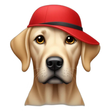 Labrador couleur noir avec un bandeau et un bonnet rouge sticker