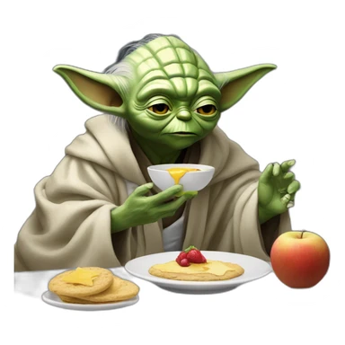 yoda eating trump for breakfast on the moon sticker