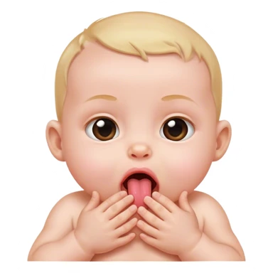 baby with tiny hands coming from the inside of its mouth. The hands are It’s tongue sticker