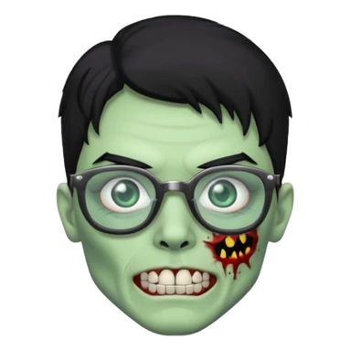 A zombie with glasses black hair and diamond teeth sticker