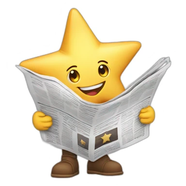 Star cartoon character holding a newspaper  sticker