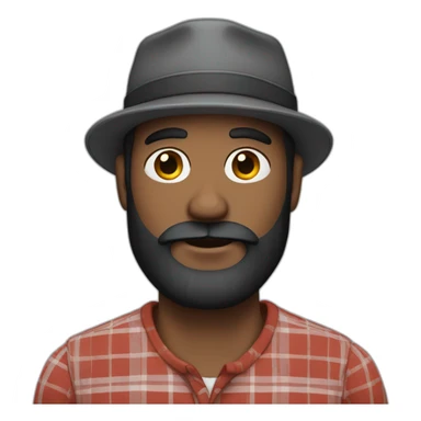 white man black beard wearing plaid hat sticker