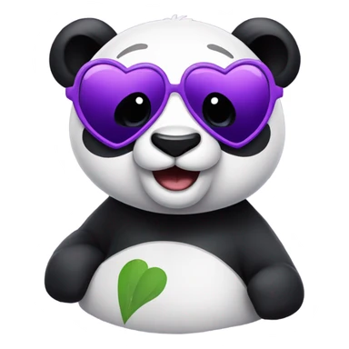 Panda wearing purple heart sunglasses sticker