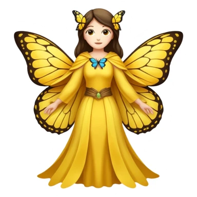 nature spirit woman dressed as butterfly herald yellow, wing sleeves spread  sticker