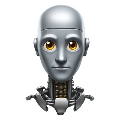 bald robot grey metal portrait alone sticker