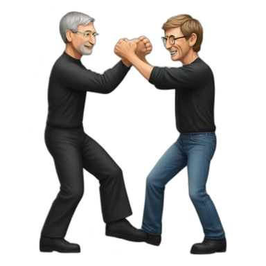 Steve jobs and bill gates wrestling sticker