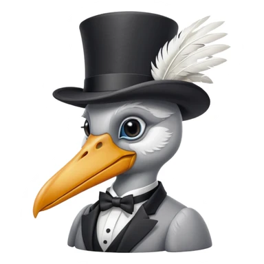 pelican in top hat sticker