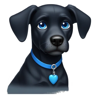 Black dog with blue eyes tall standing ears v shape face and short fur sticker
