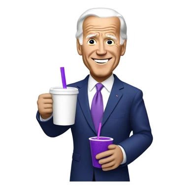 biden with purple drink in white cup sticker