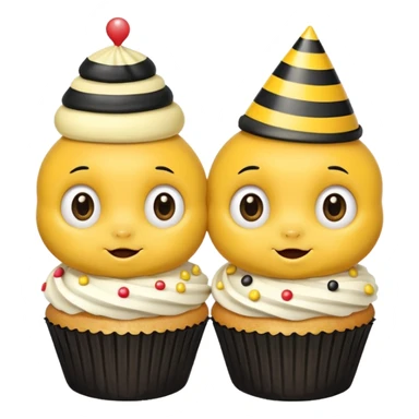 Bees with Birthday Hat, Embarrassed bee with cupcake sticker